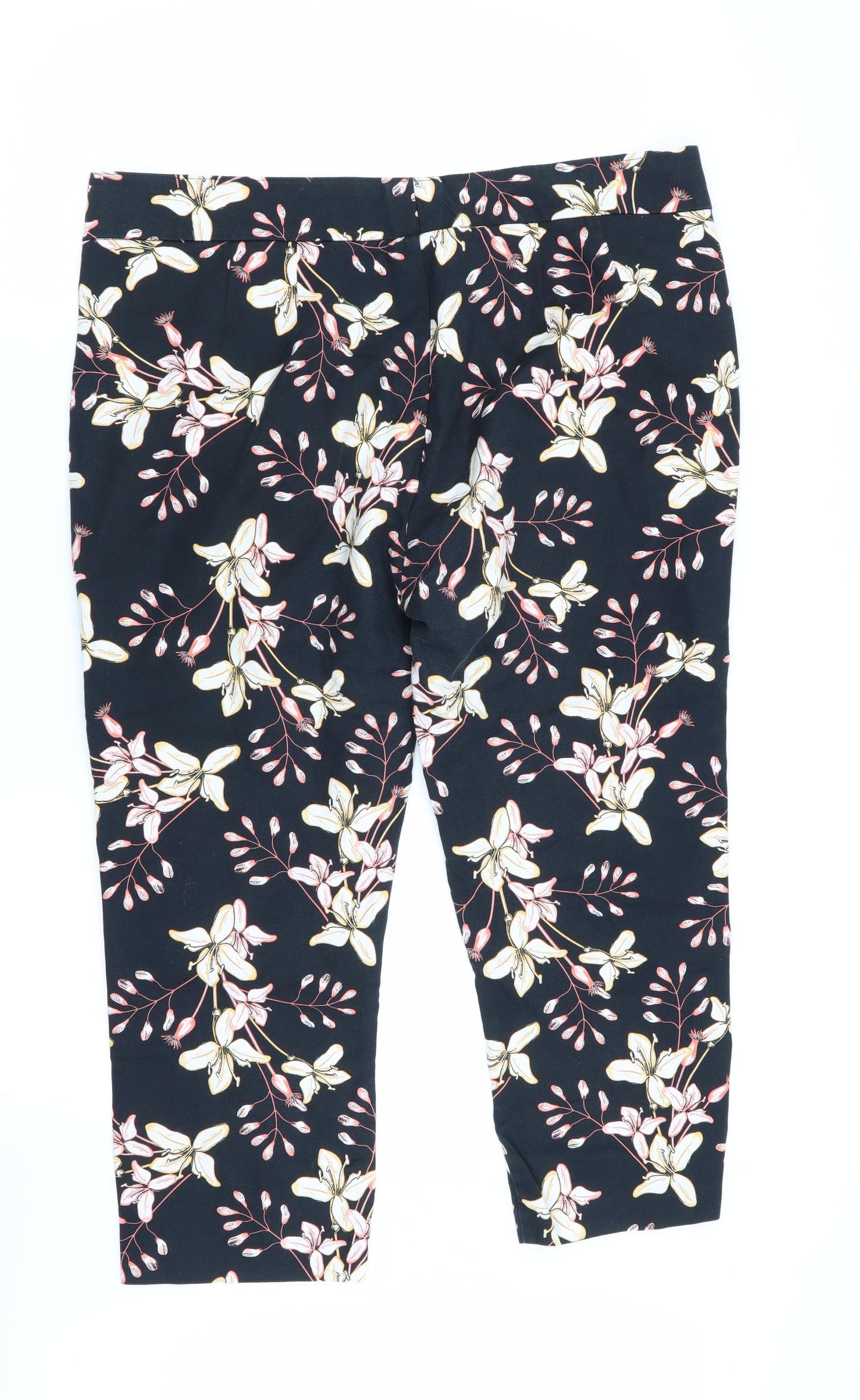 M&S Womens Multicoloured Floral  Capri Trousers Size 18 L23 in