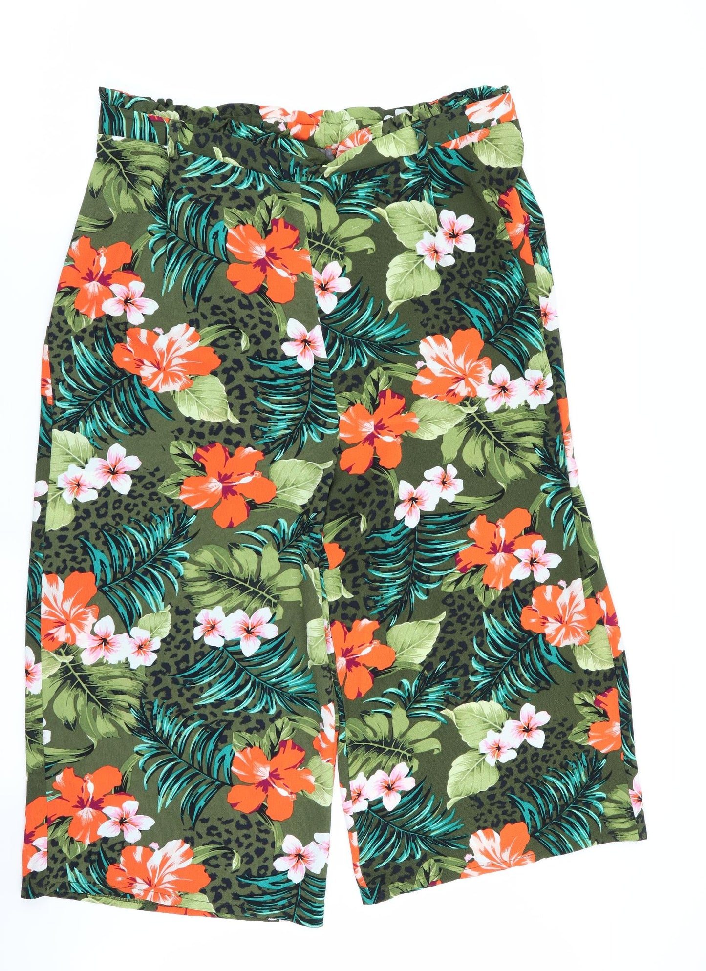 Primark Womens Multicoloured Floral  Capri Trousers Size 16  - Stretch waistband
