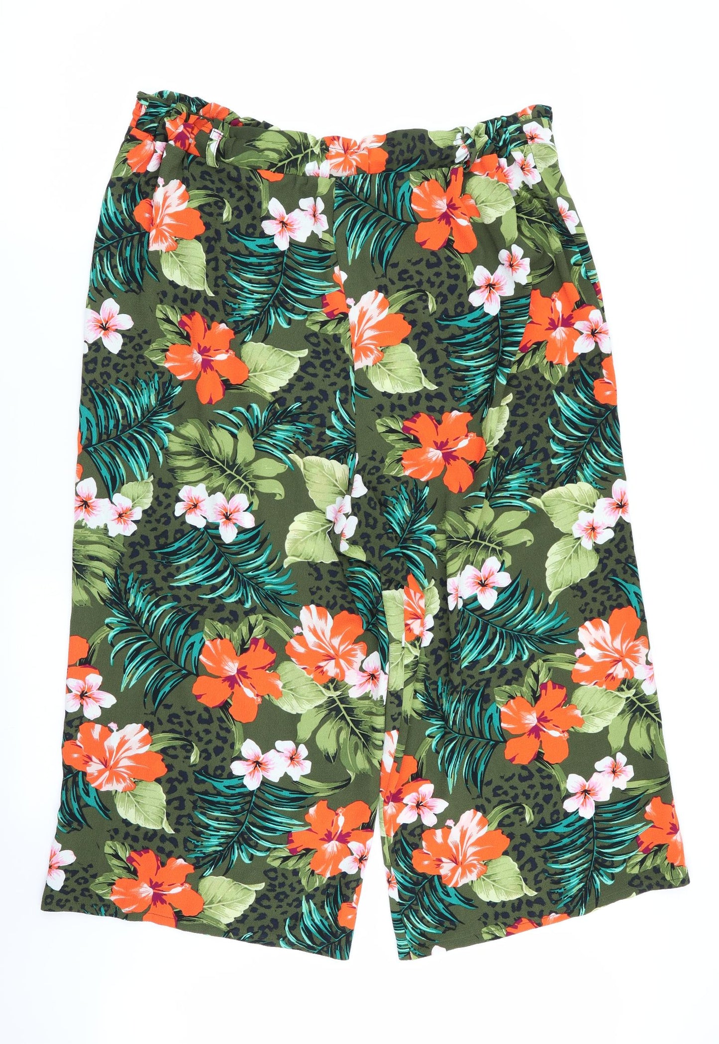 Primark Womens Multicoloured Floral  Capri Trousers Size 16  - Stretch waistband