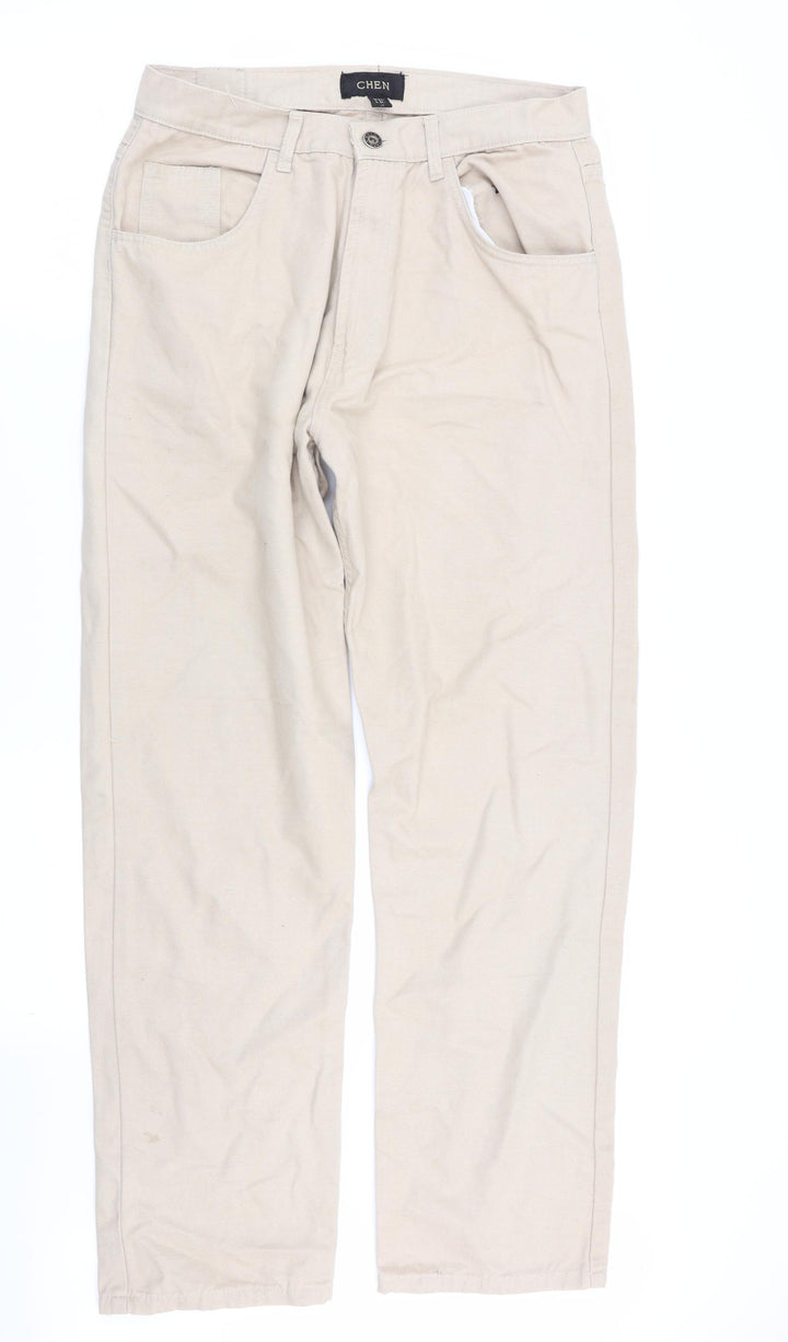 chen Mens Beige   Straight Jeans Size 32 in L31 in