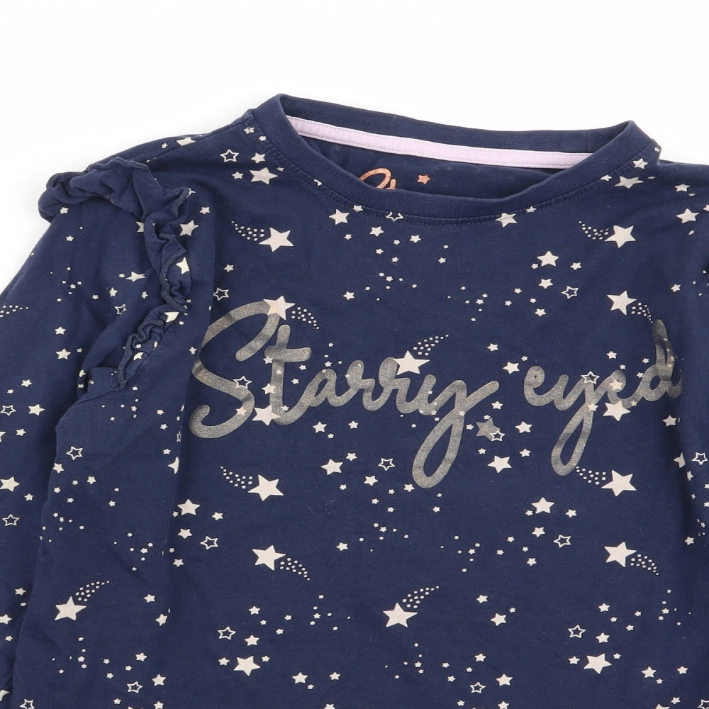 Matalan Girls Blue Geometric  Basic T-Shirt Size 11 Years