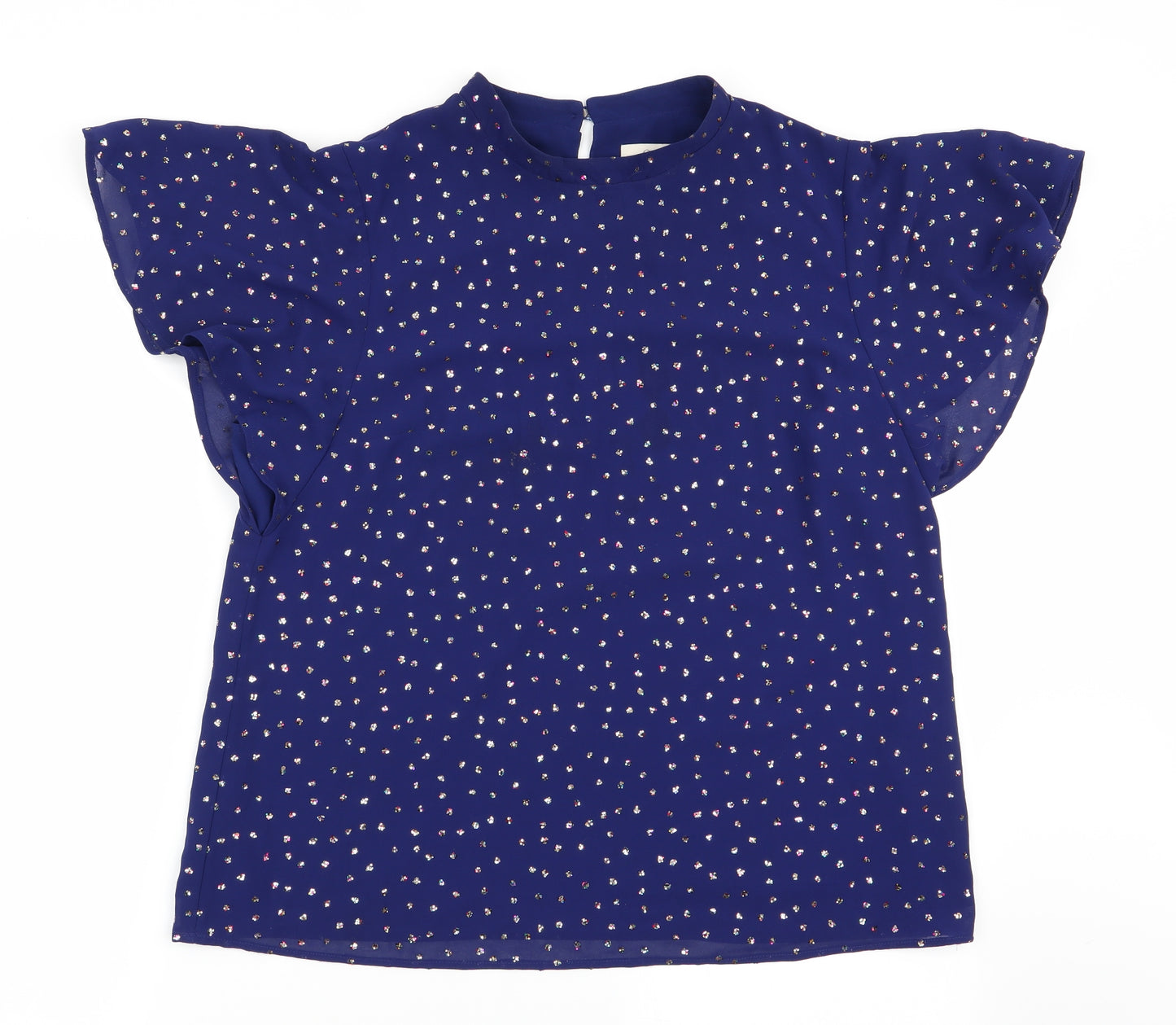 Oasis Womens Blue Polka Dot  Basic Blouse Size 16