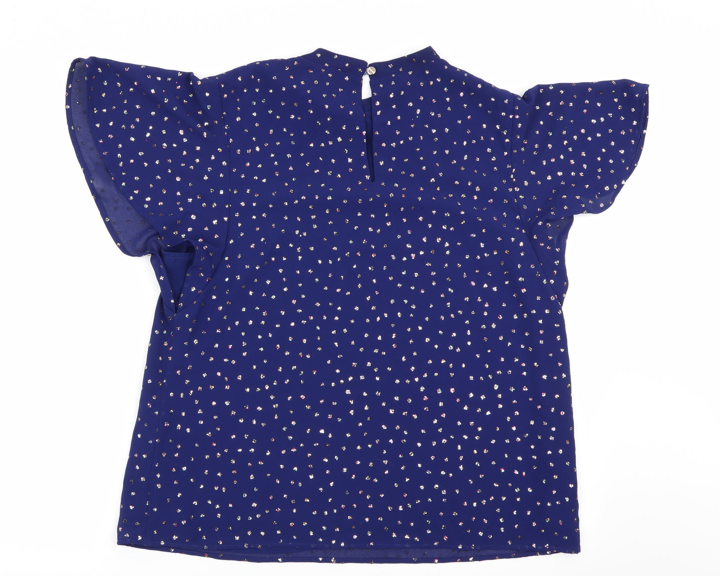 Oasis Womens Blue Polka Dot  Basic Blouse Size 16