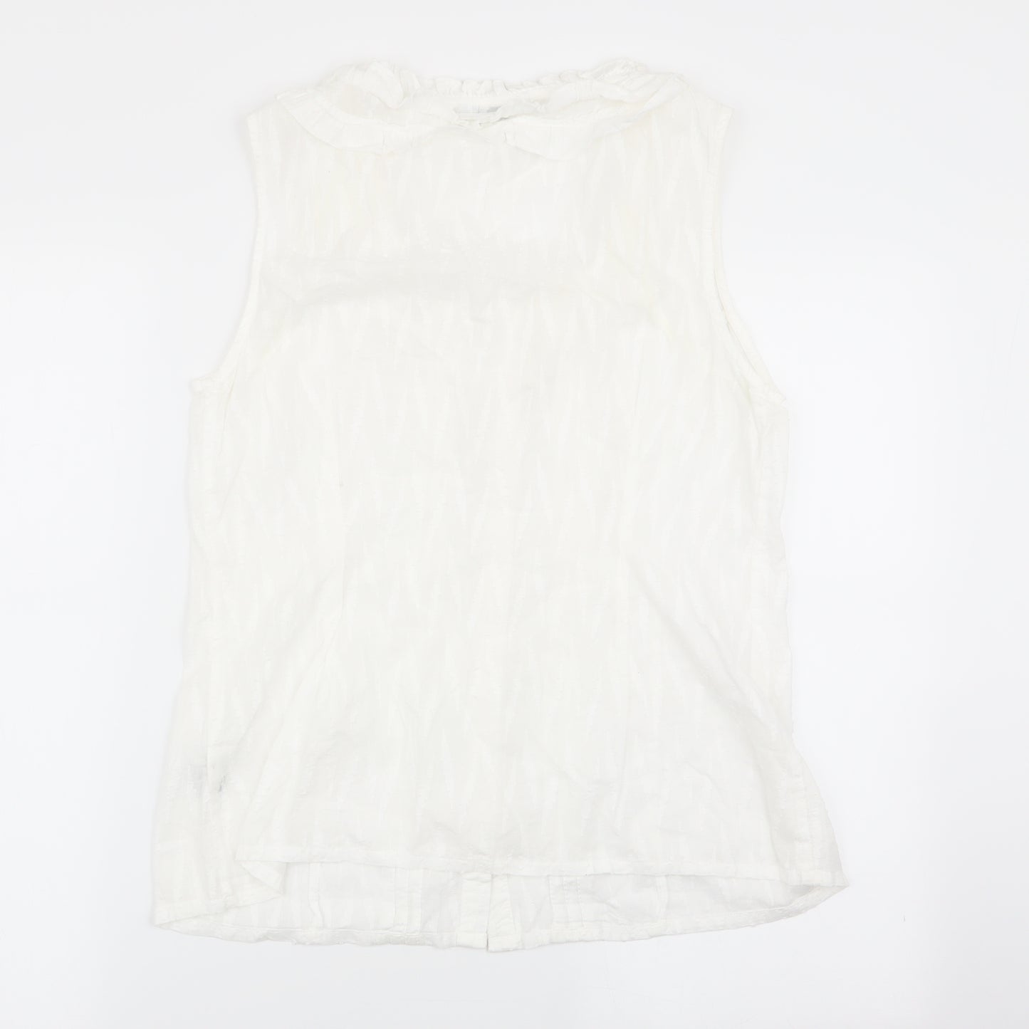 M&Co Womens White Geometric  Basic Tank Size 14