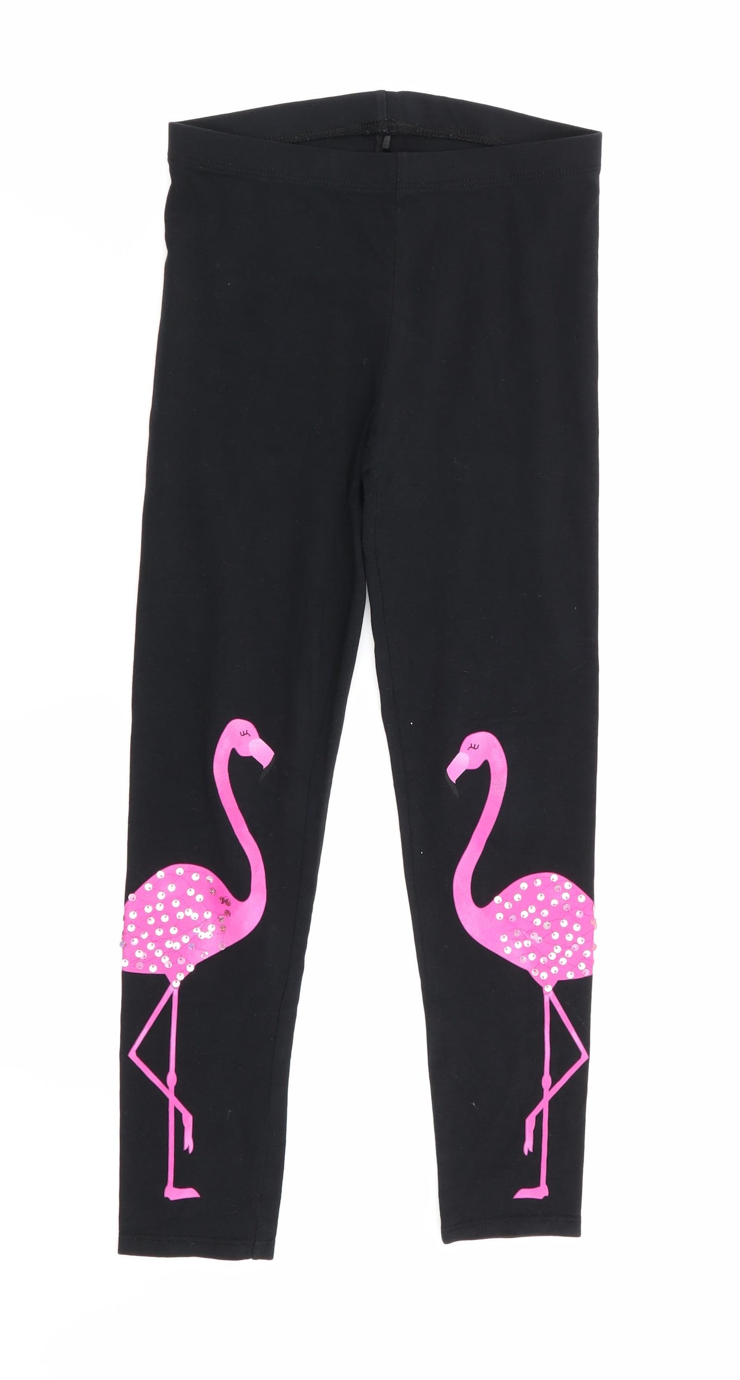 Asda George Girls Black Animal Print  Jegging Trousers Size 10-11 Years - leggings