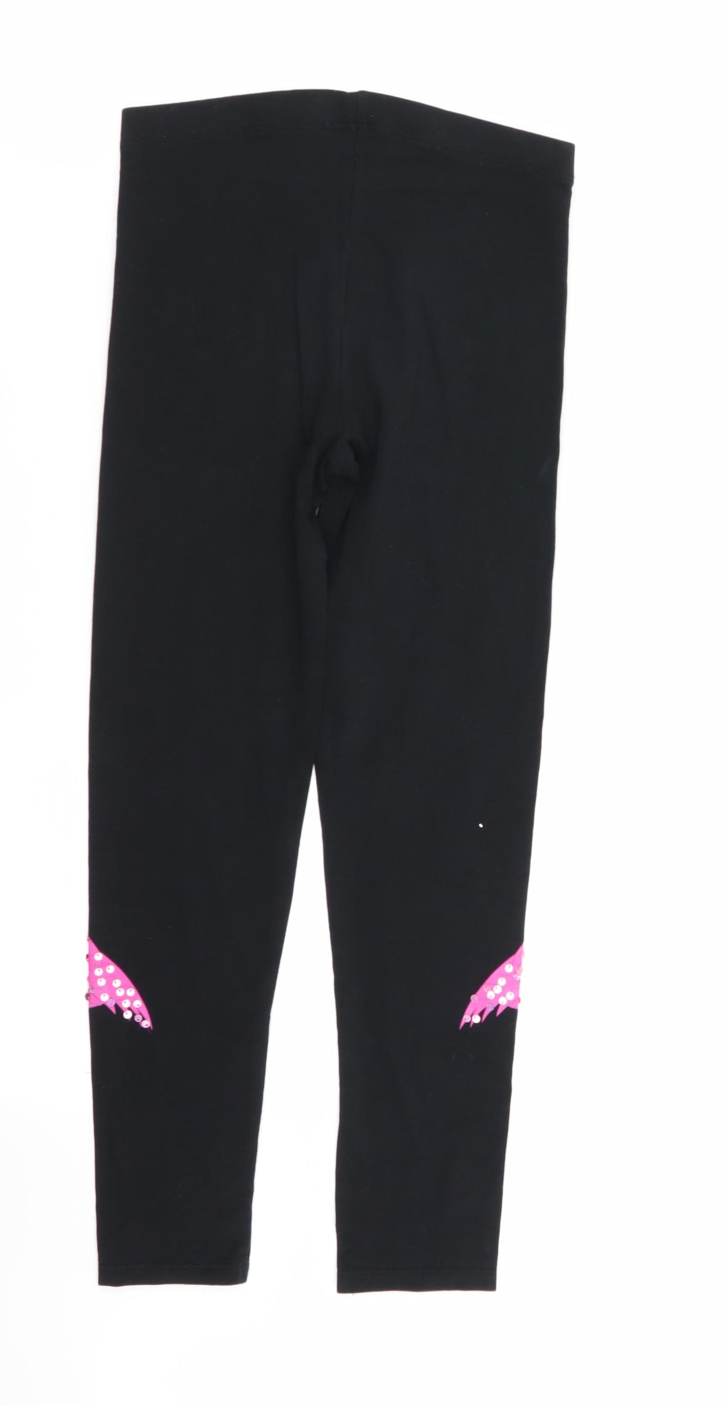 Asda George Girls Black Animal Print  Jegging Trousers Size 10-11 Years - leggings