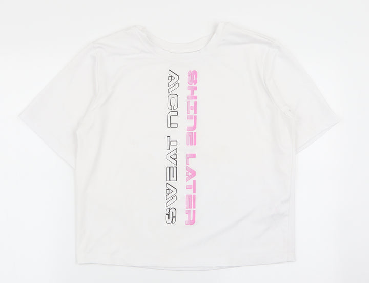 workout Womens White Basic T-Shirt Size 6