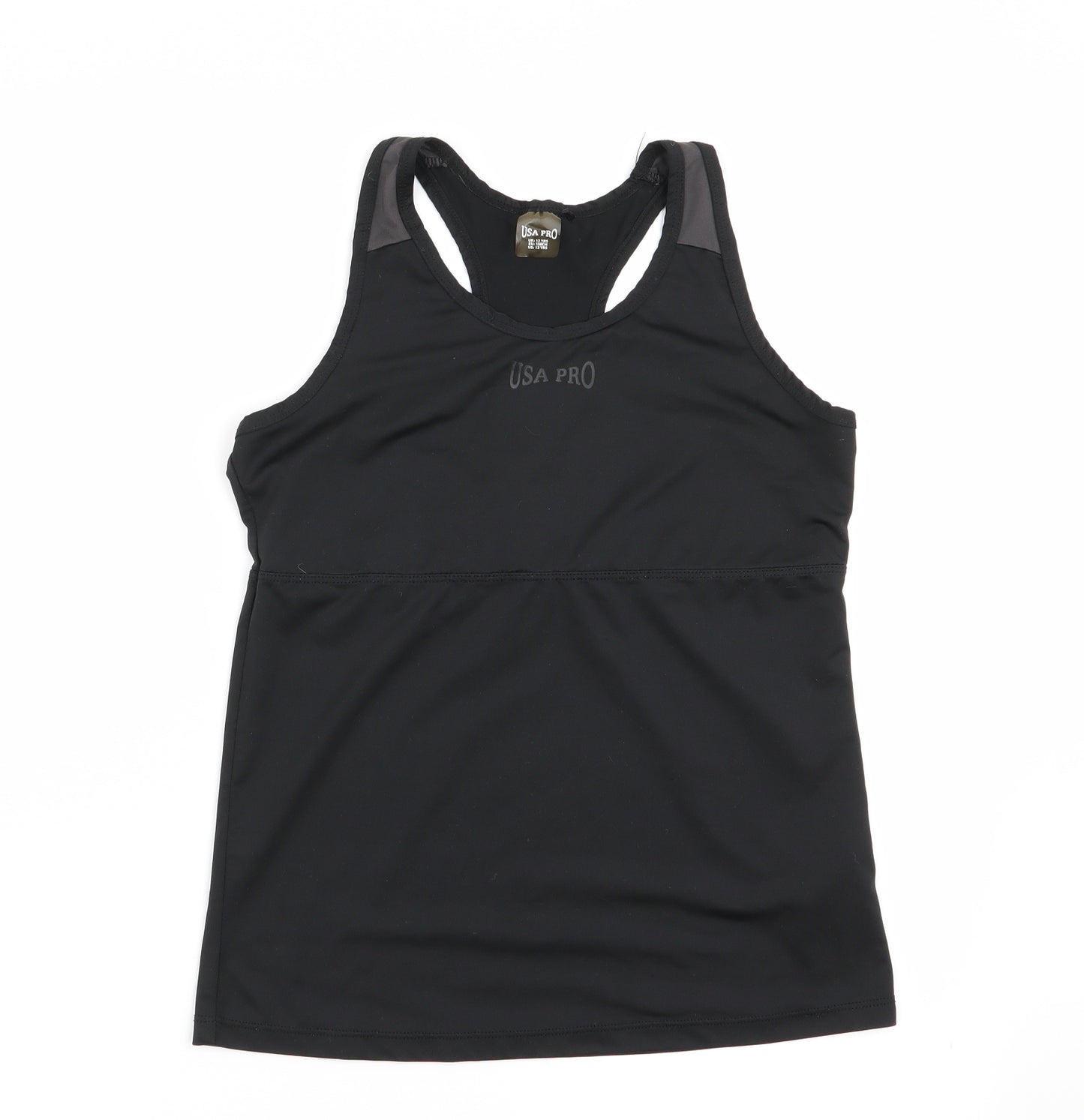 USA Pro Girls Black   Basic Tank Size 13 Years