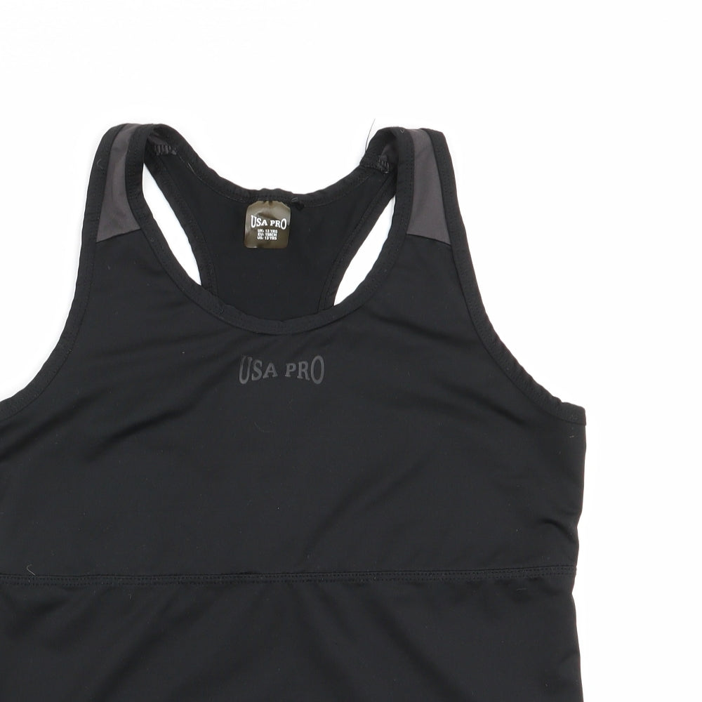 USA Pro Girls Black   Basic Tank Size 13 Years