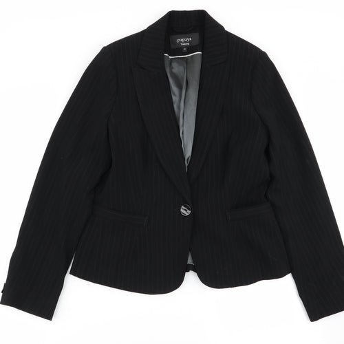 Papaya Womens Black Striped  Jacket Blazer Size 10