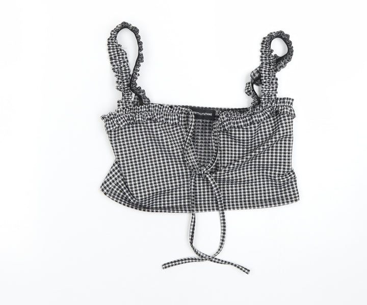 PRETTYLITTLETHING Womens Black Check  Cropped Tank Size 10