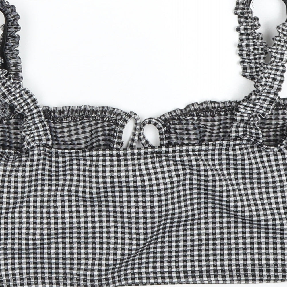 PRETTYLITTLETHING Womens Black Check  Cropped Tank Size 10