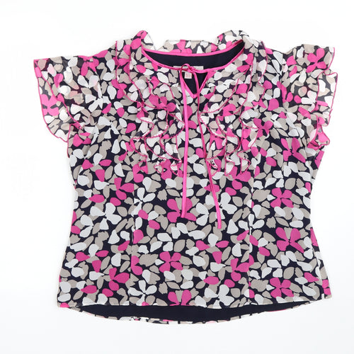 Jacques Vert Womens Pink Floral  Basic T-Shirt Size 18