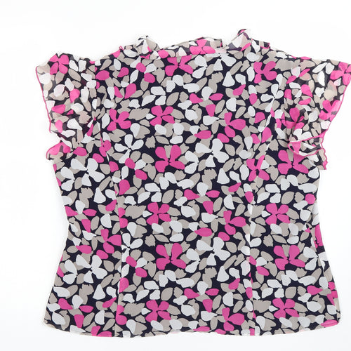 Jacques Vert Womens Pink Floral  Basic T-Shirt Size 18