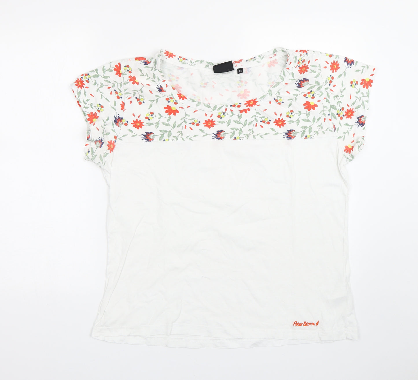 Peter Storm Womens White Floral  Basic T-Shirt Size 18