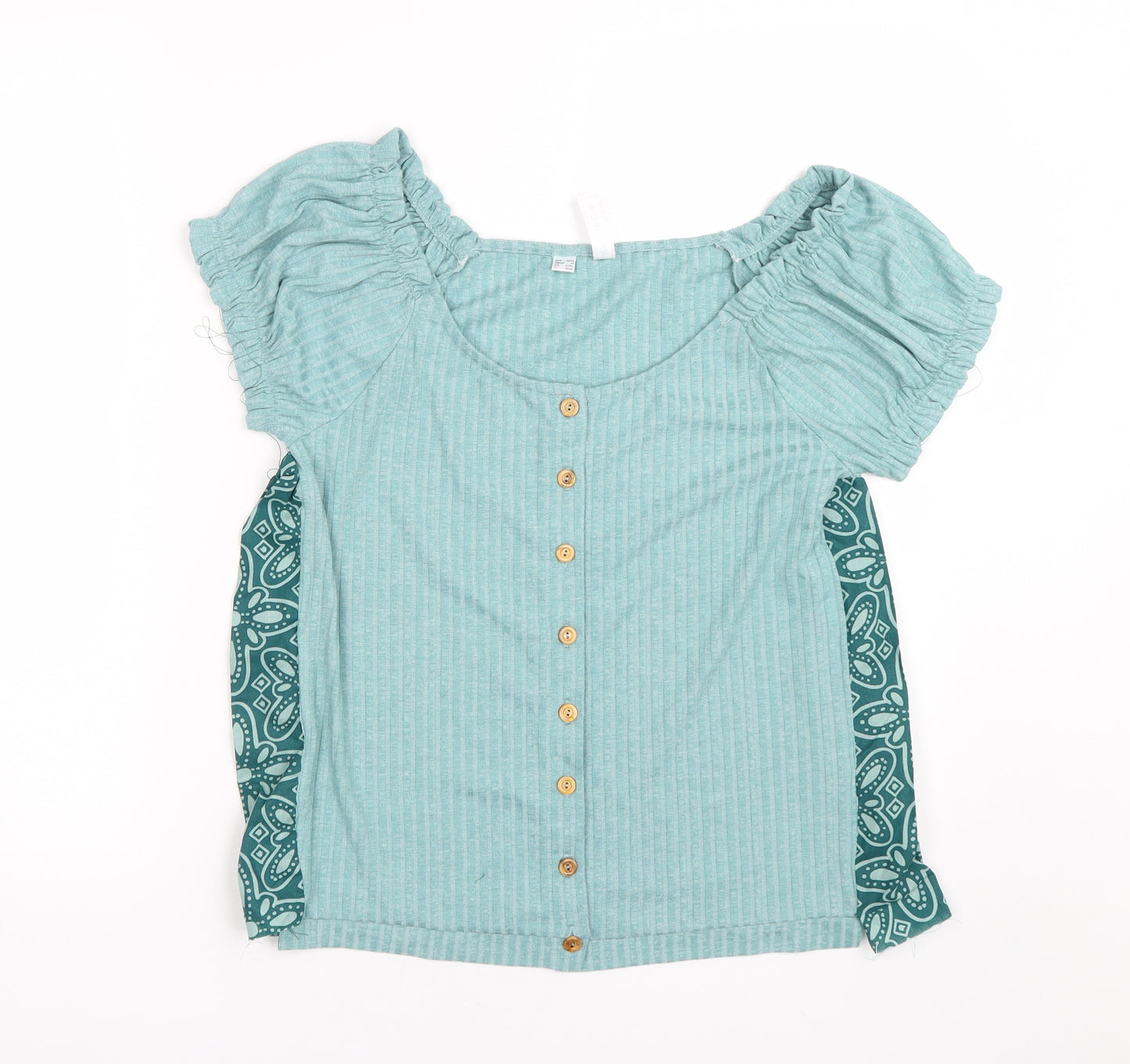 Rainbow Womens Blue Floral  Basic T-Shirt Size M