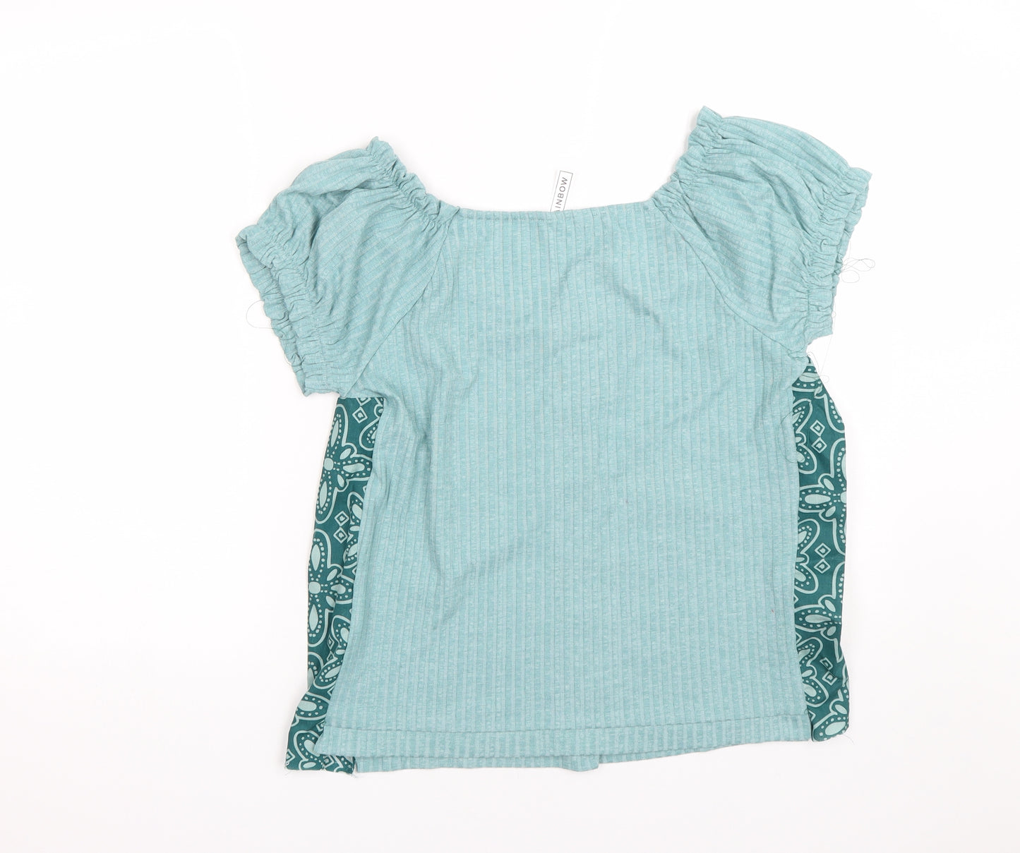 Rainbow Womens Blue Floral  Basic T-Shirt Size M