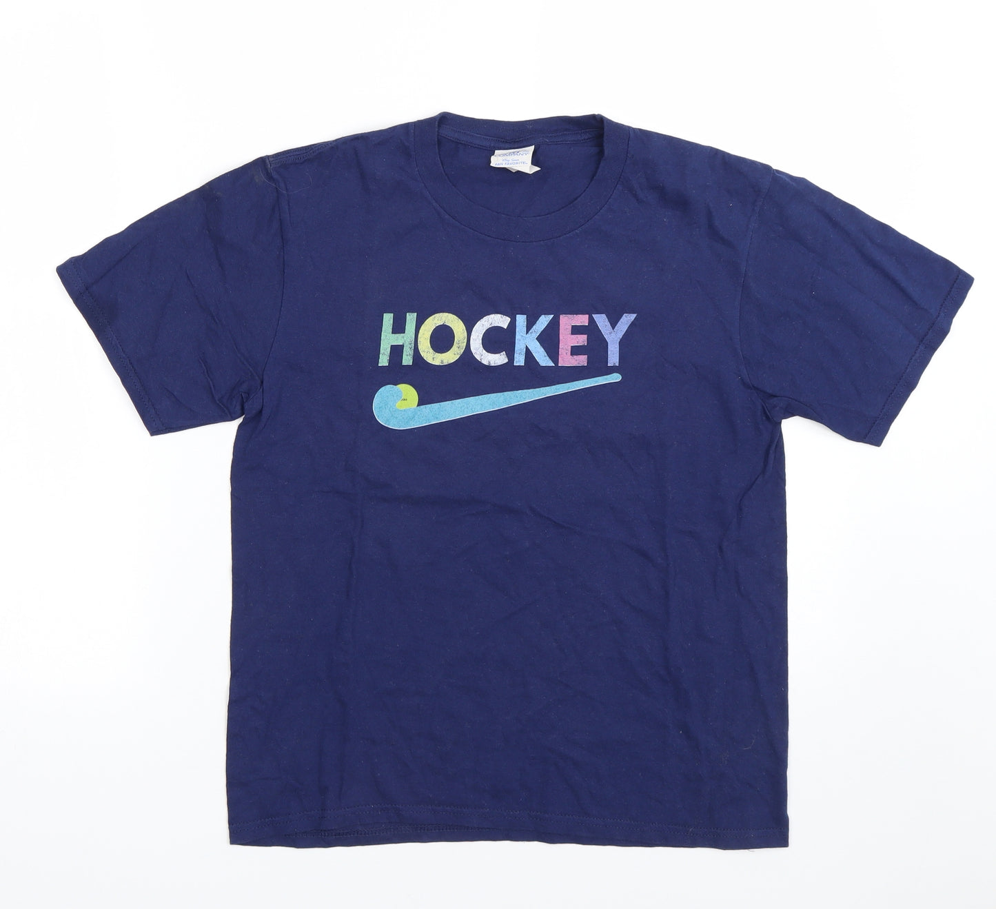 Port & Company Boys Blue   Basic T-Shirt Size 11-12 Years  - Hockey