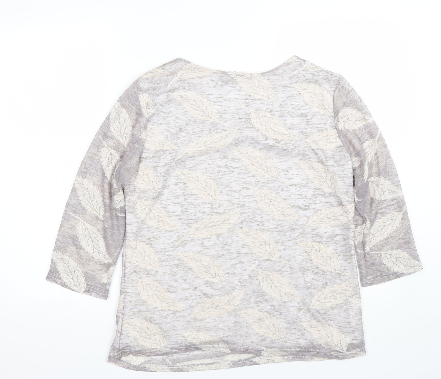 Just Elegance Womens Grey Floral  Basic T-Shirt Size 16