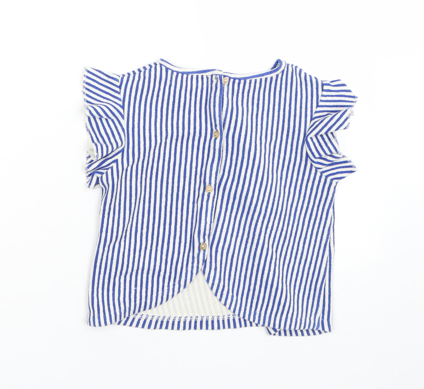Zara Girls Blue Striped  Basic T-Shirt Size 7 Years