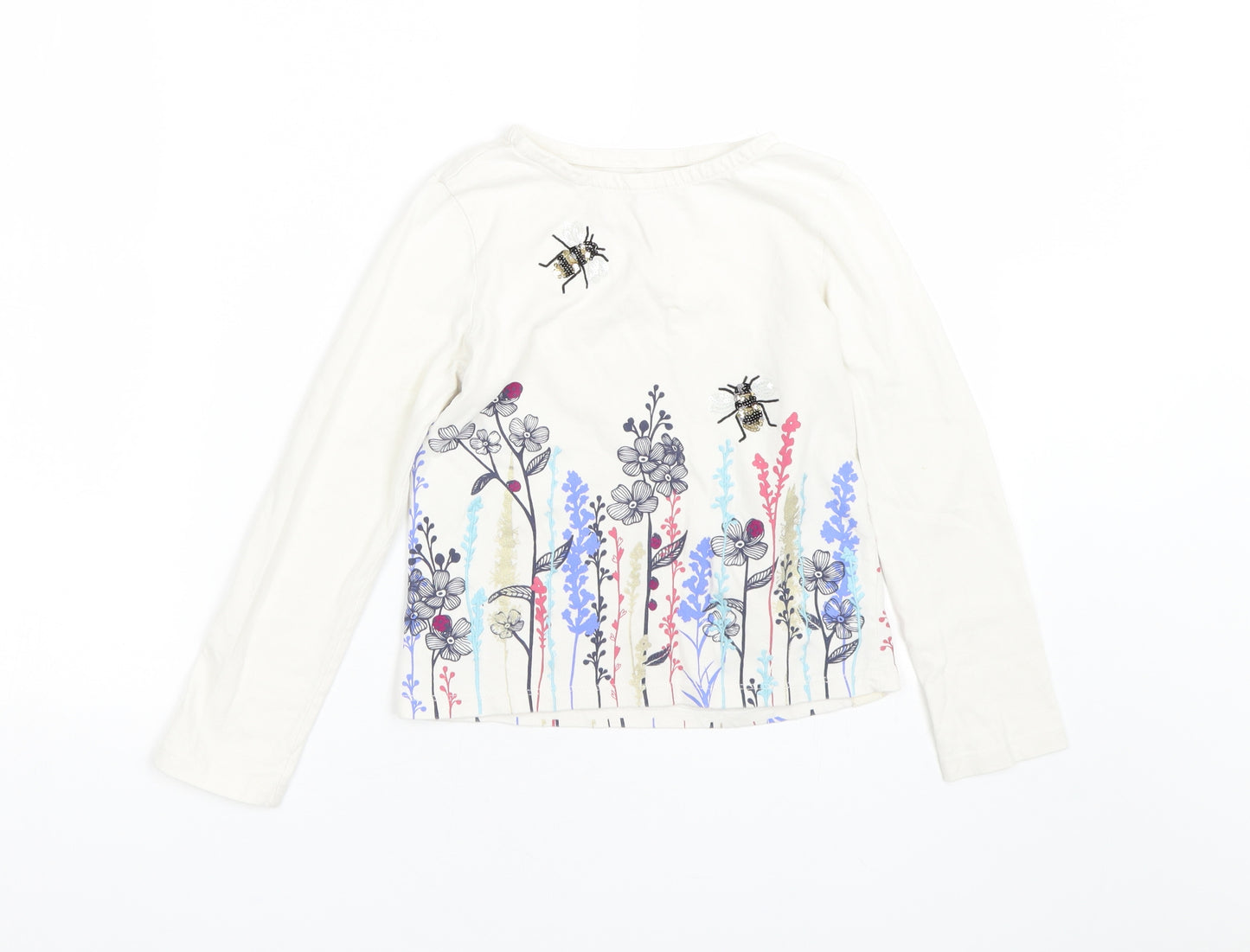 Fatface Girls White   Basic T-Shirt Size 6-7 Years  - Floral