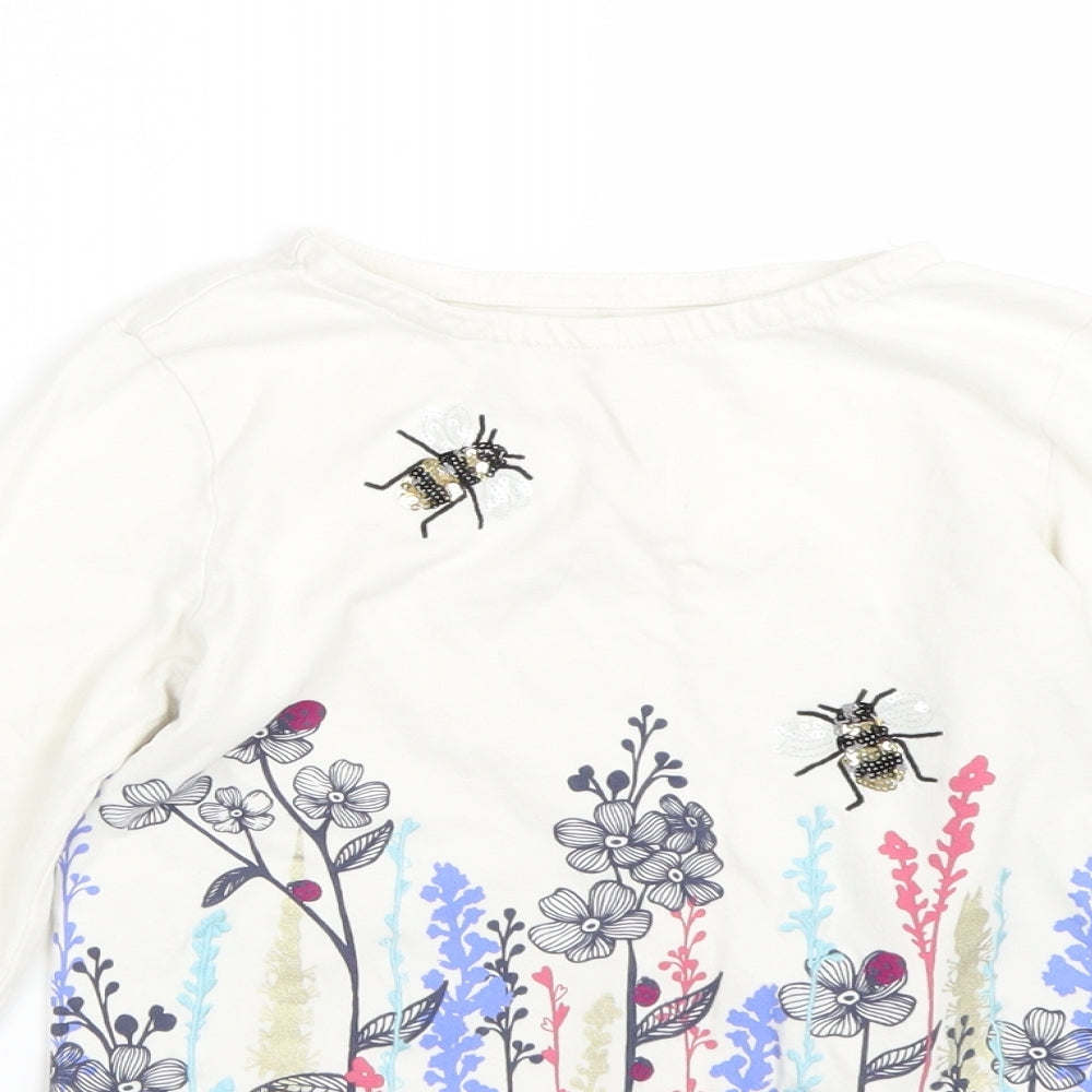 Fatface Girls White   Basic T-Shirt Size 6-7 Years  - Floral