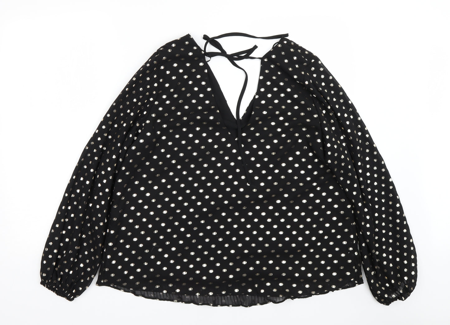 F&F Womens Black Polka Dot  Basic T-Shirt Size 16