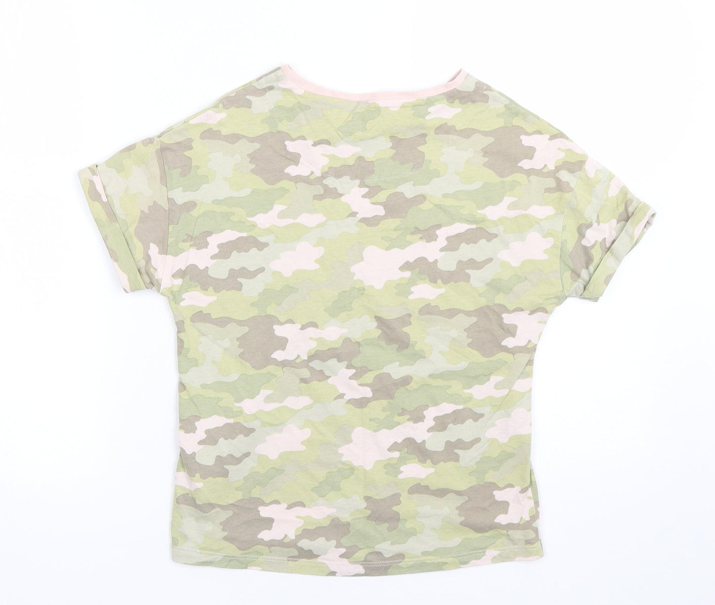 M&S Girls Green Camouflage  Basic T-Shirt Size 10-11 Years