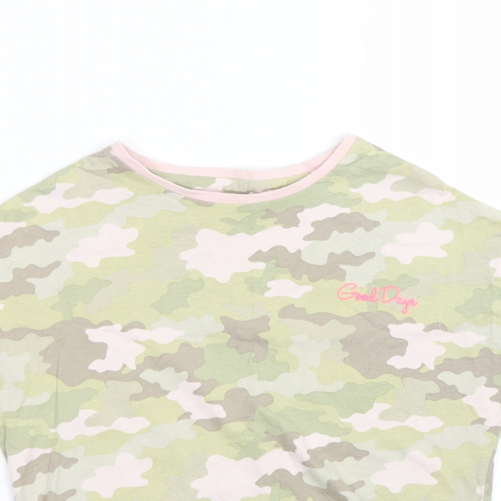 M&S Girls Green Camouflage  Basic T-Shirt Size 10-11 Years