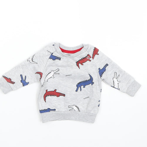 Primark Boys Grey Animal Print  Pullover Jumper Size 0-3 Months  - Crocodiles