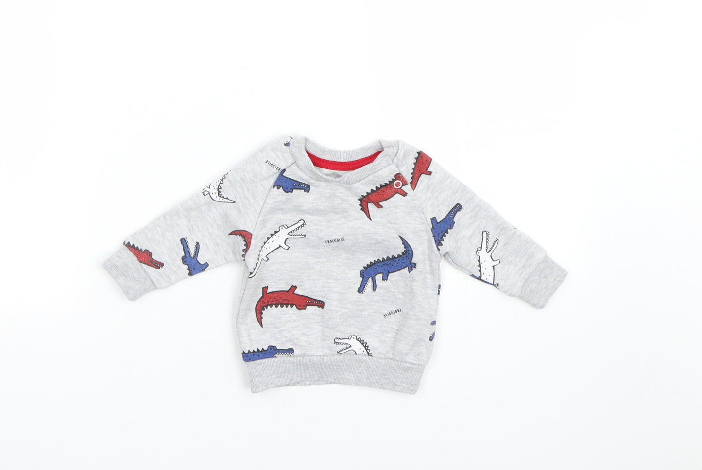 Primark Boys Grey Animal Print  Pullover Jumper Size 0-3 Months  - Crocodiles