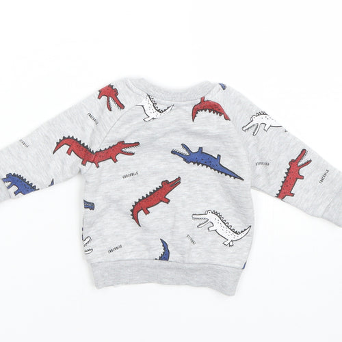 Primark Boys Grey Animal Print  Pullover Jumper Size 0-3 Months  - Crocodiles