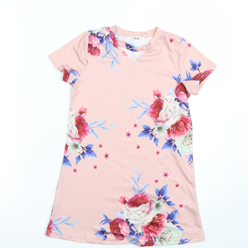 Shien Womens Pink Floral  Basic T-Shirt Size 6