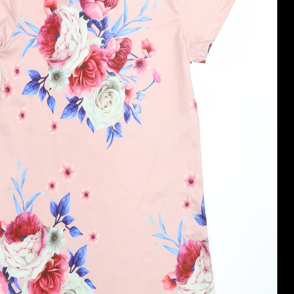 Shien Womens Pink Floral  Basic T-Shirt Size 6