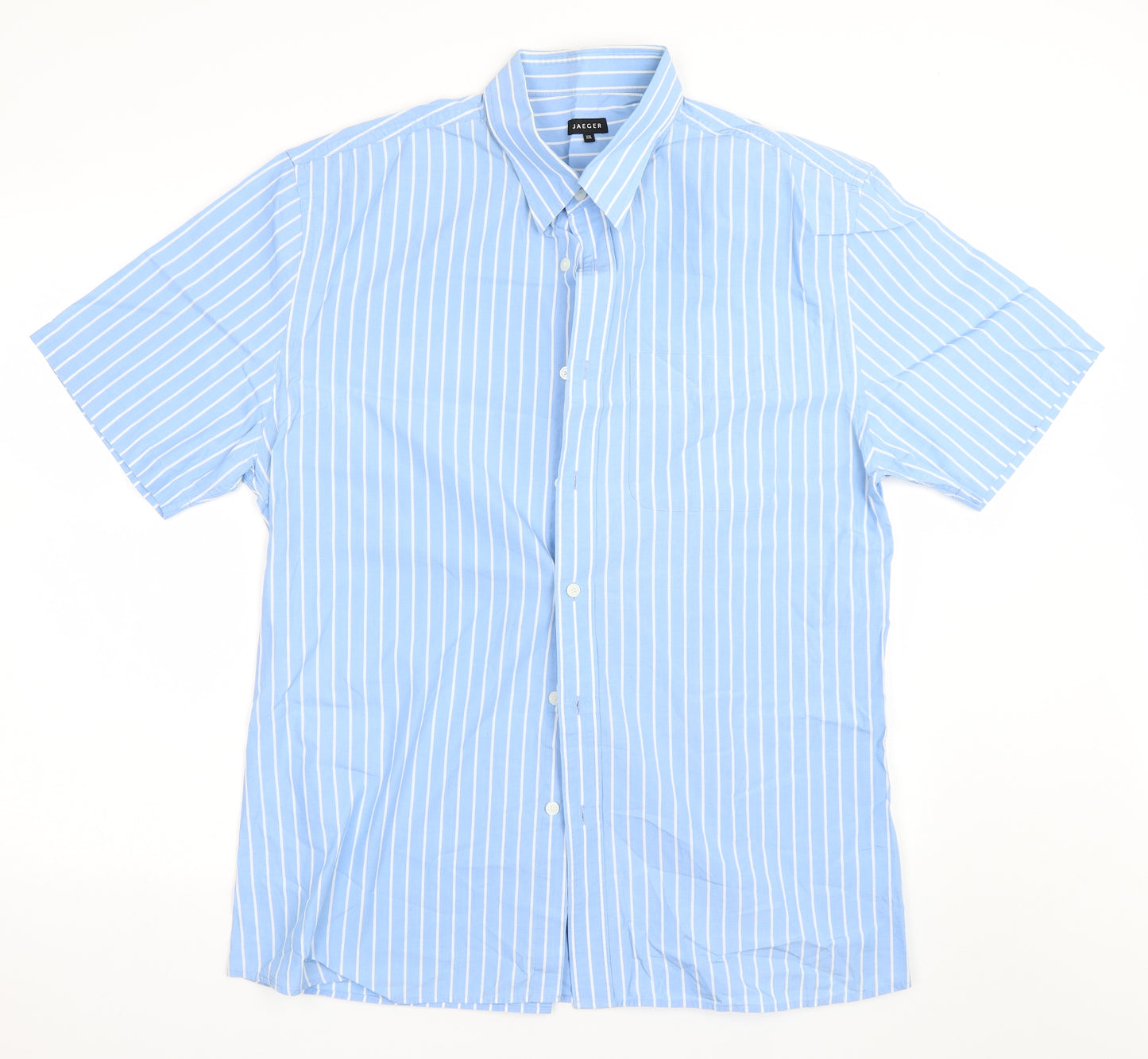 Jaeger Mens Blue Striped   Button-Up Size 2XL