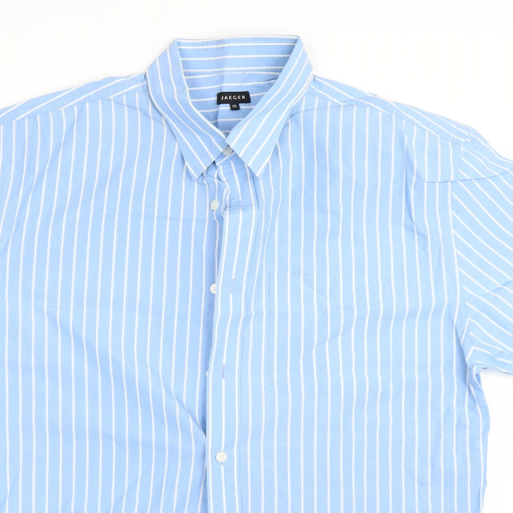 Jaeger Mens Blue Striped   Button-Up Size 2XL