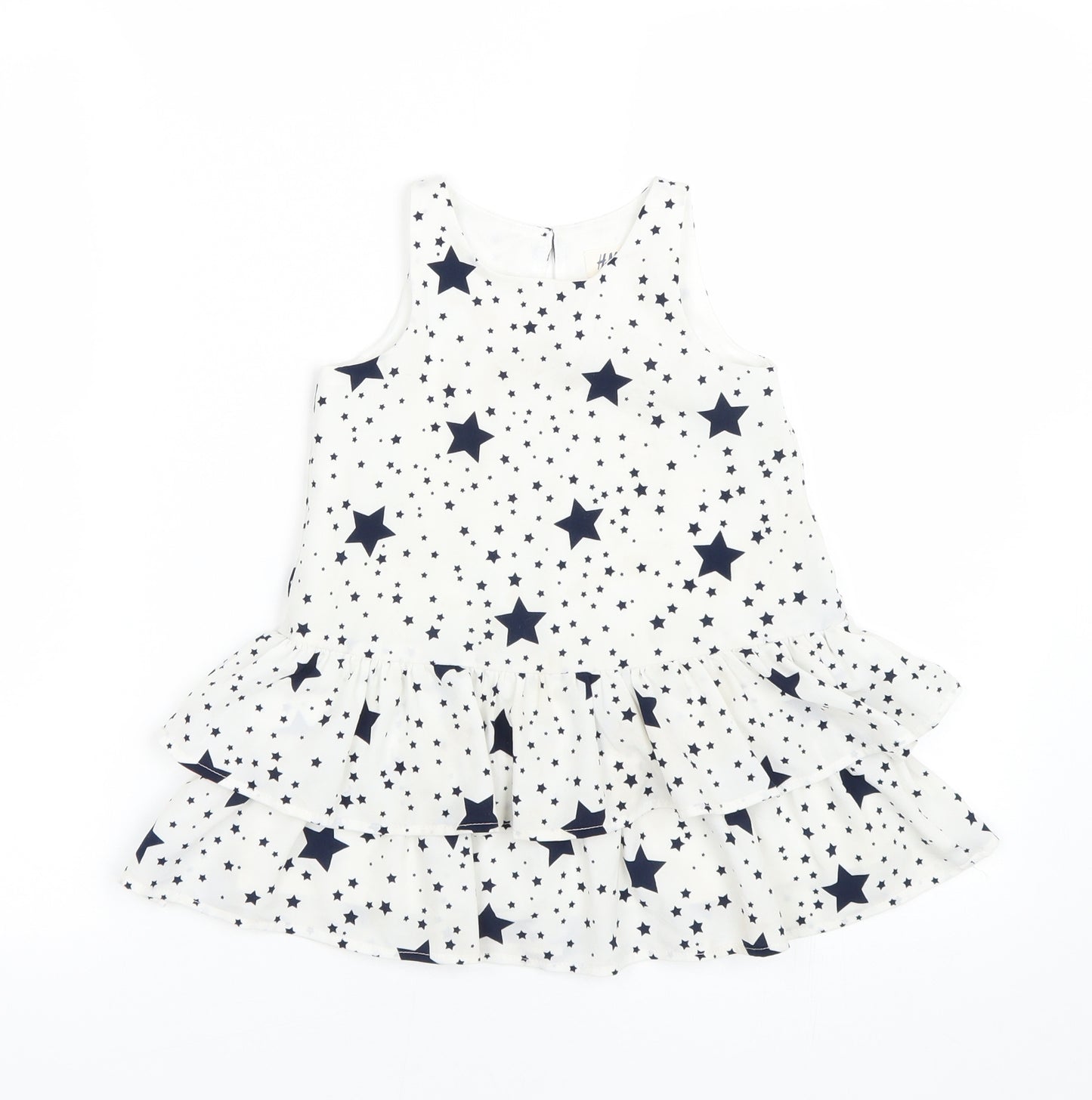 H&M Girls White Polka Dot  Tank Dress  Size 18 Months  - Stars