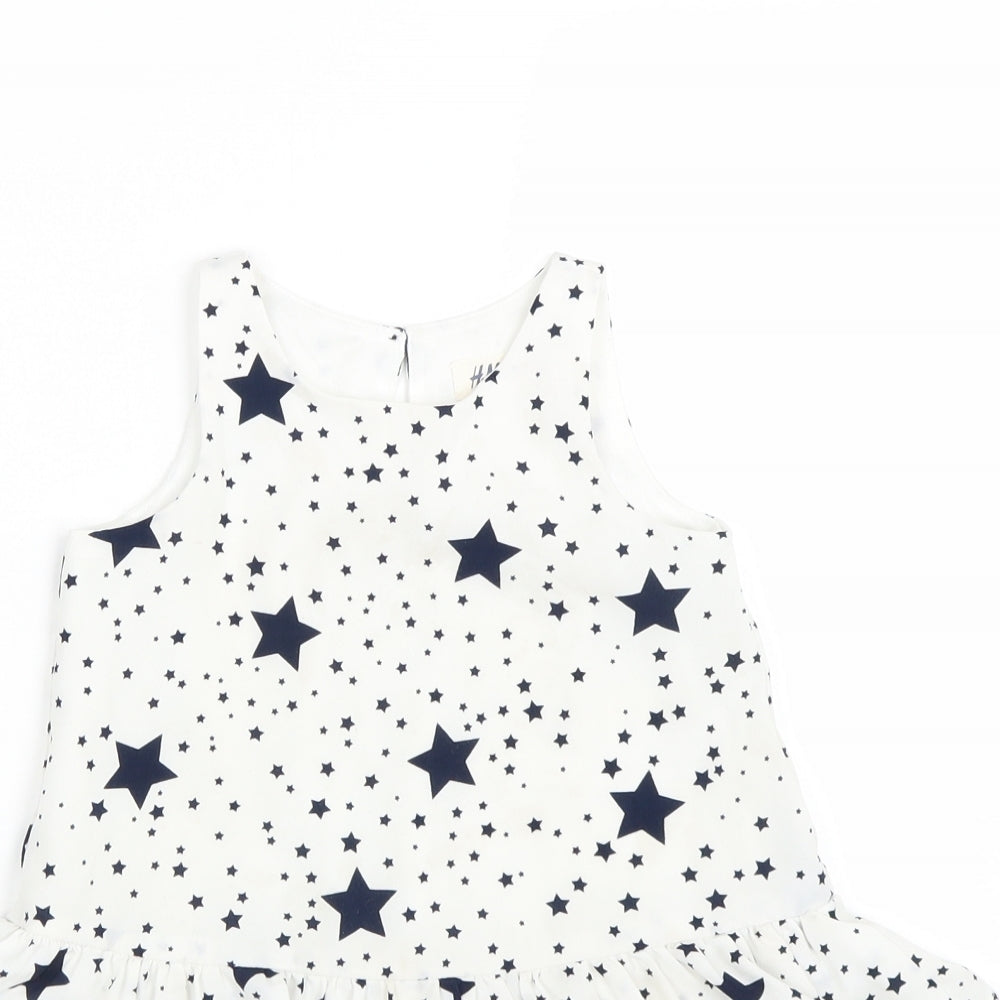 H&M Girls White Polka Dot  Tank Dress  Size 18 Months  - Stars