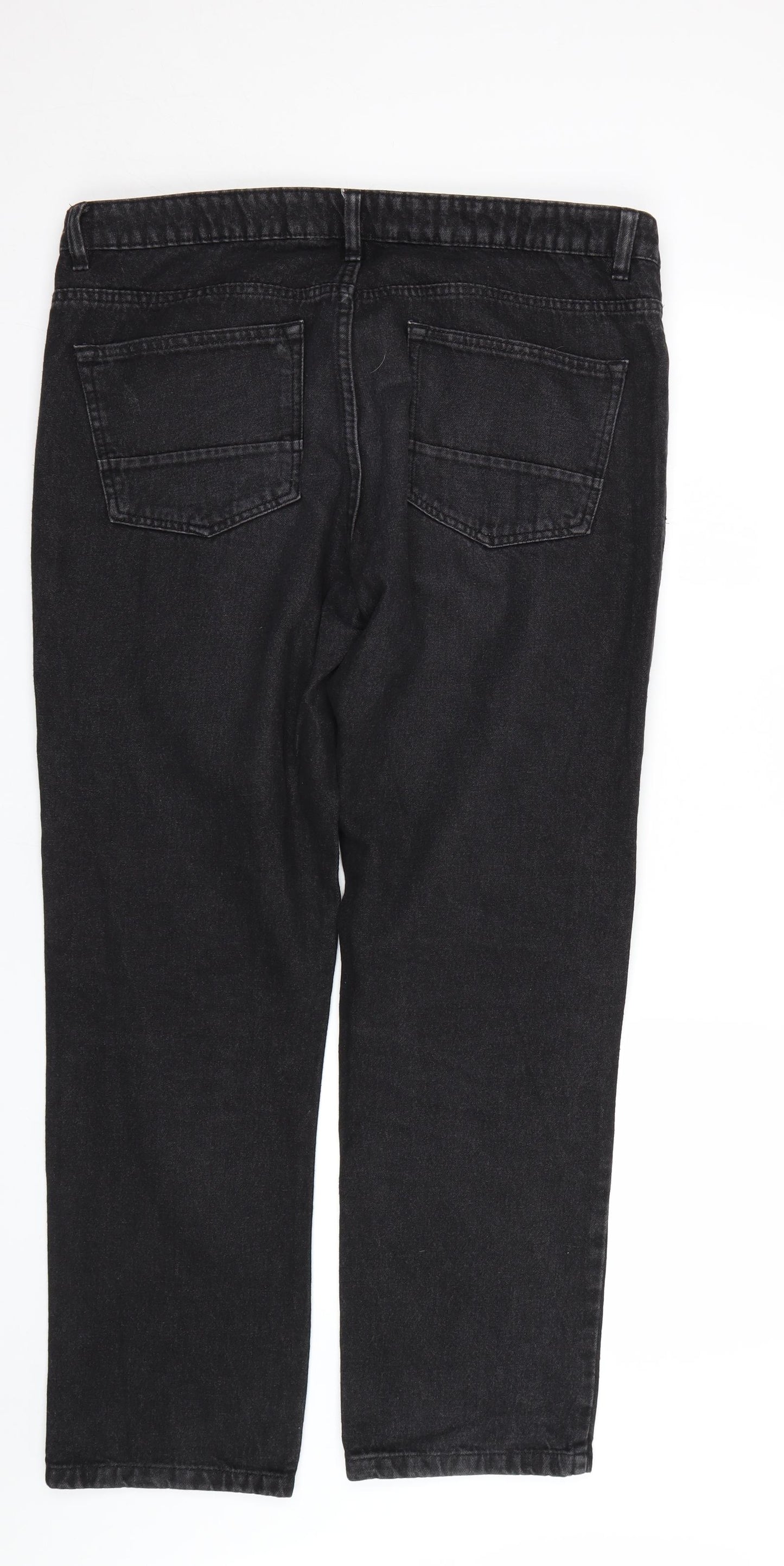 Peacocks Mens Black  Denim Straight Jeans Size 36 L29 in