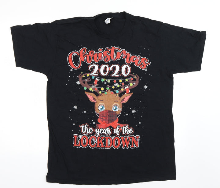 Port & Company Mens Black T-Shirt Size L - Christmas 2020