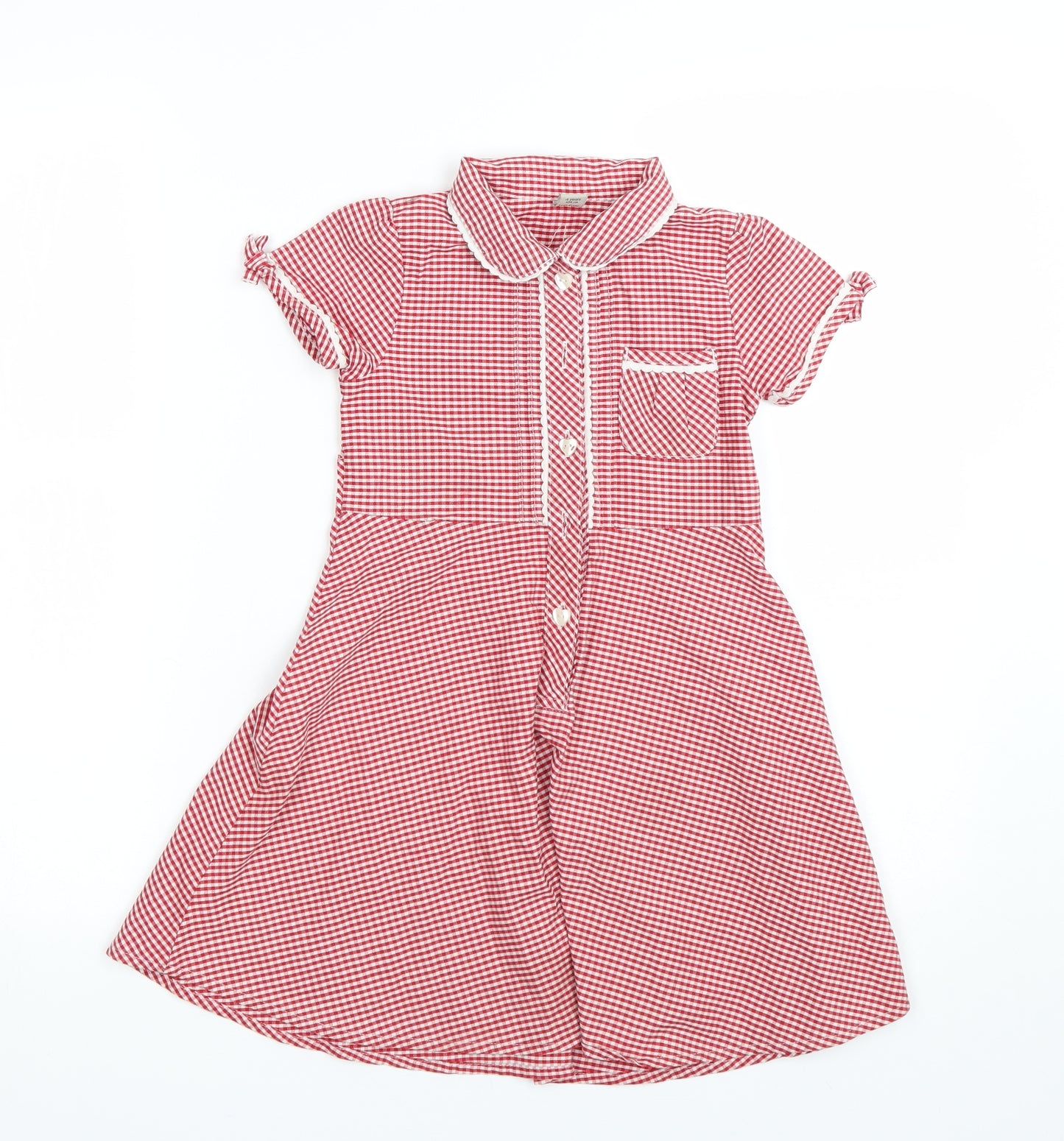 TU Girls Red Check  Shirt Dress  Size 4 Years  - School uniform