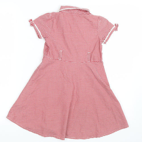 TU Girls Red Check  Shirt Dress  Size 4 Years  - School uniform