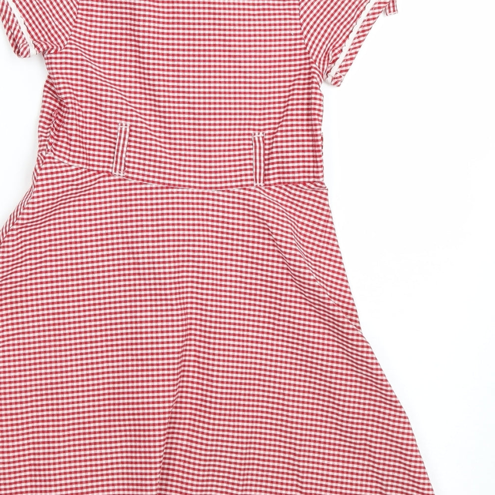 TU Girls Red Check  Shirt Dress  Size 4 Years  - School uniform