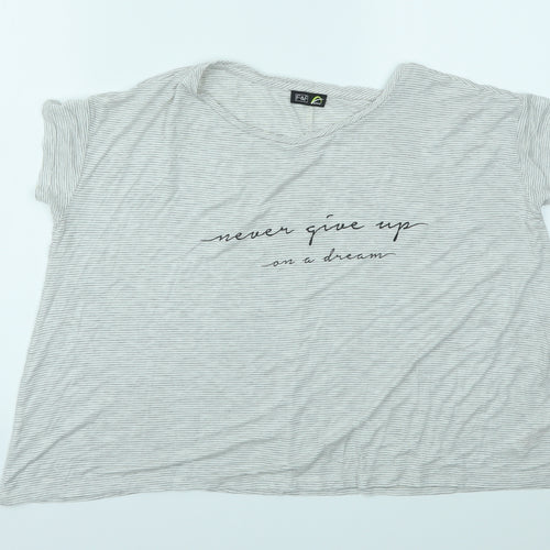 F&F Womens Grey Striped  Basic T-Shirt Size 6
