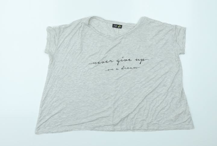 F&F Womens Grey Striped Basic T-Shirt Size 6