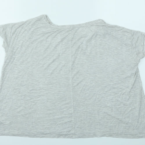 F&F Womens Grey Striped  Basic T-Shirt Size 6