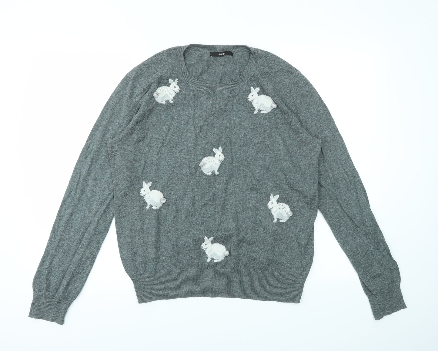 George Womens Grey Animal Print  Pullover Jumper Size 14