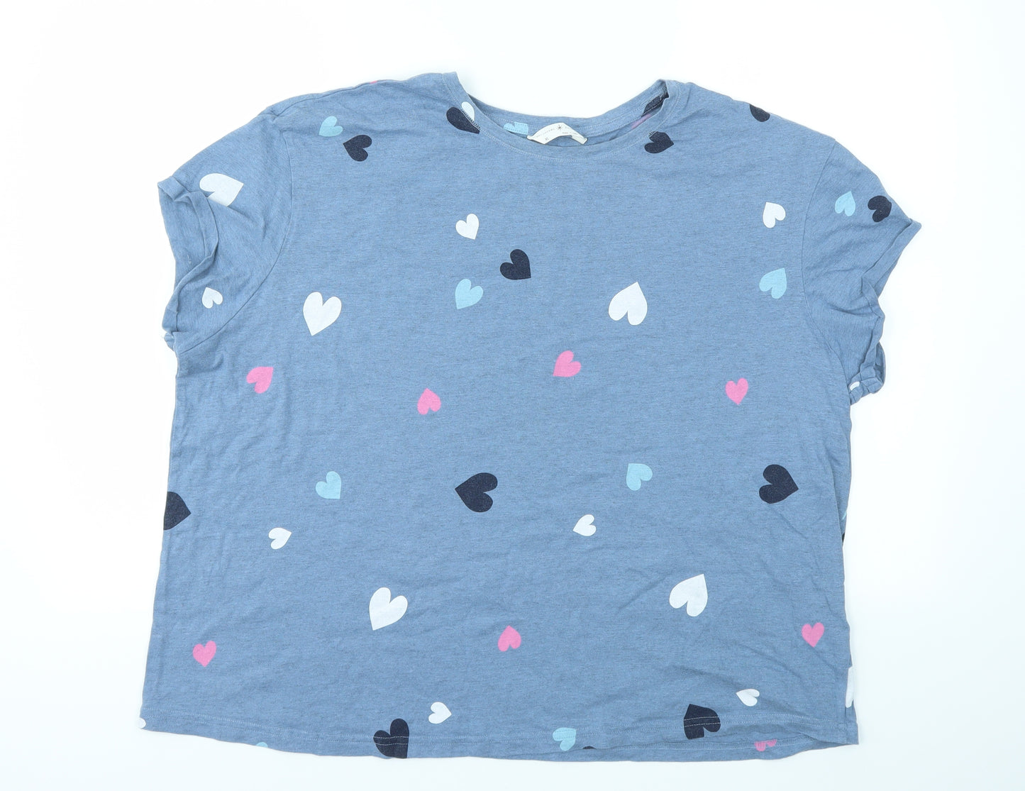 M&S Womens Blue Geometric  Top Pyjama Top Size XL
