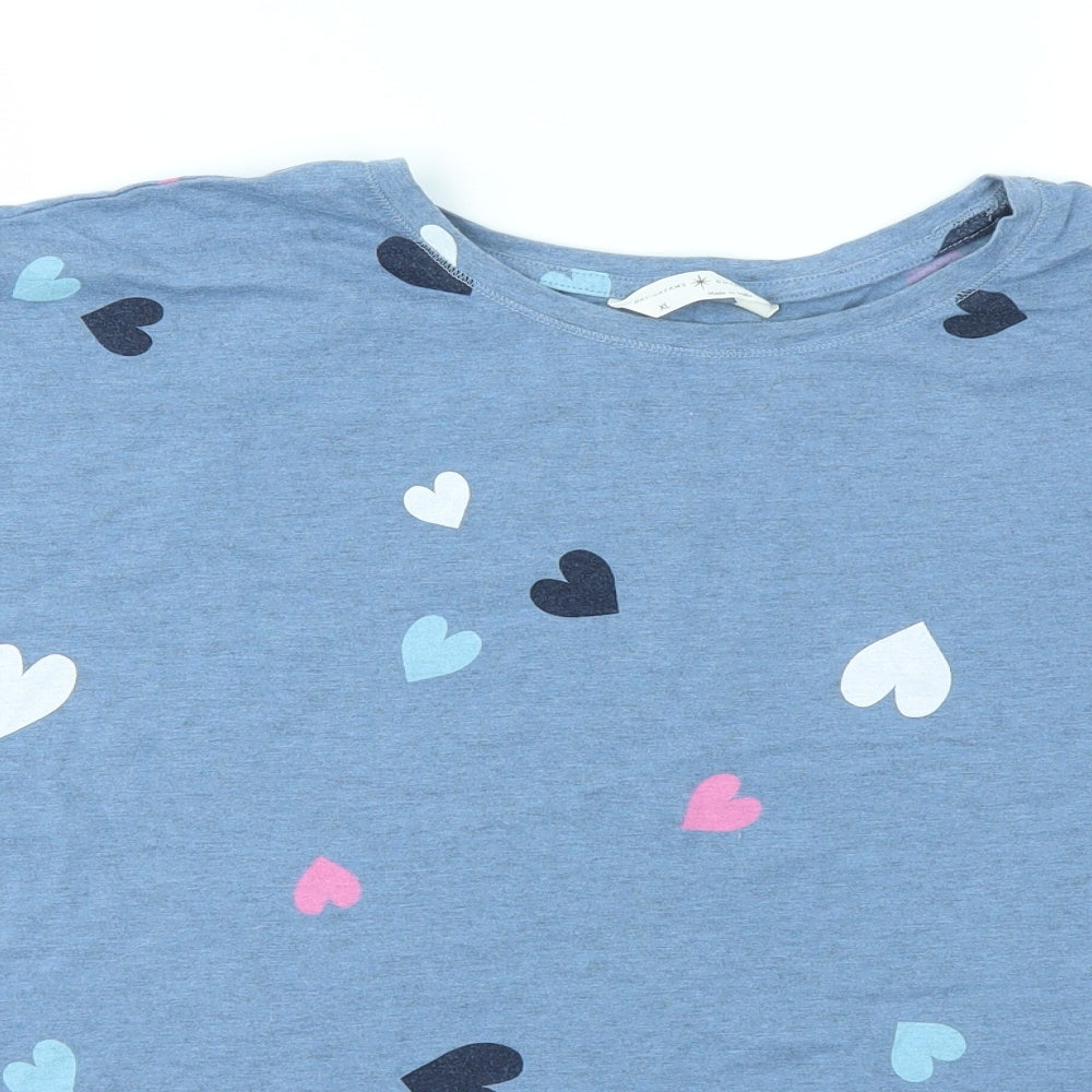 M&S Womens Blue Geometric  Top Pyjama Top Size XL