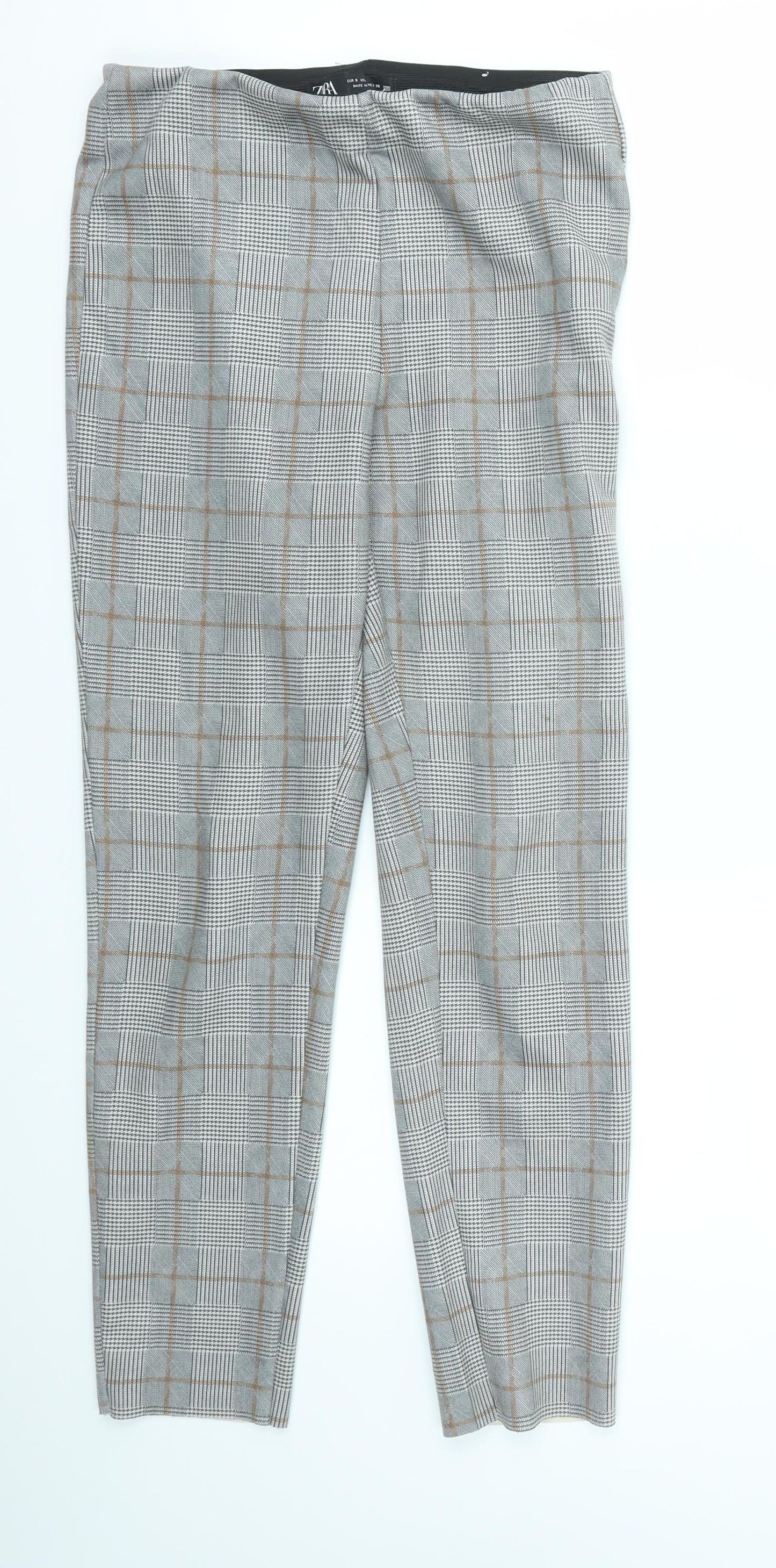 Zara Womens Multicoloured Check  Jegging Trousers Size S L28 in - stretch waistband
